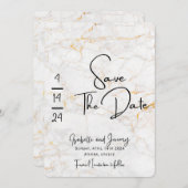 Gemarmerde steen en goud slaan de datum uitnodigin kaart (Voorkant / Achterkant)