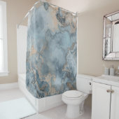 Gemarmerde Stof Blauw Grijs Beige Modern Douchegordijn (In situ)