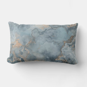 Gemarmerde Stof Blauw Grijs Beige Modern Kussen