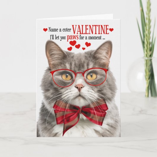 Gemarmerde Tabby Cat Lover Valentijn Feline Humor Feestdagen Kaart (Voorkant)