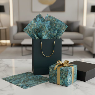 Gemarmerde Taling Turquoise Nepgoud Agaat Kunstpat Tissuepapier