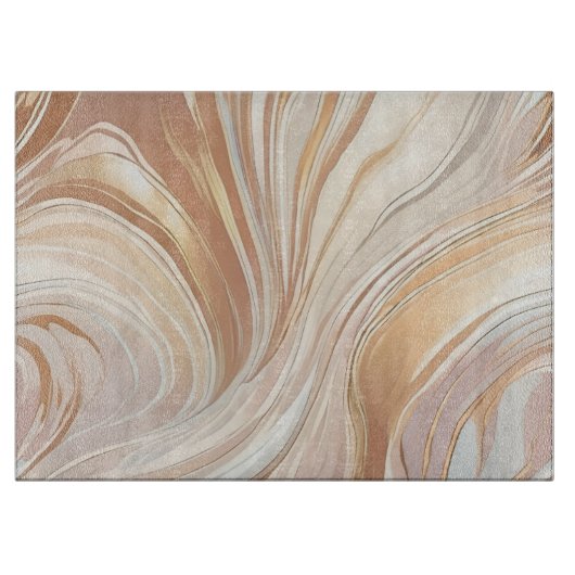 Gemarmerde taupe en lichtgevende crème snijplank (Voorkant)