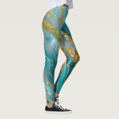 Gemarmerde Teal Goud Elegant Leggings (Rechts)