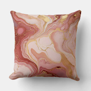 Gemarmerde terracotta, ivoor en goud elegant kussen