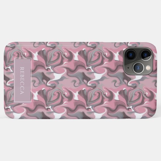 Gemarmerde Trippy Retro Groovy roze Gepersonalisee Case-Mate iPhone Case (Achterkant (horizontaal))