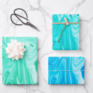 Gemarmerde verf Ocean Blues Surfer Waterplezier Inpakpapier Vel