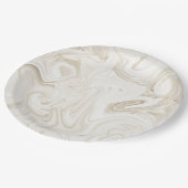 Gemarmerde verf van witte tinten kerst bruiloft papieren bordje (Gekanteld)