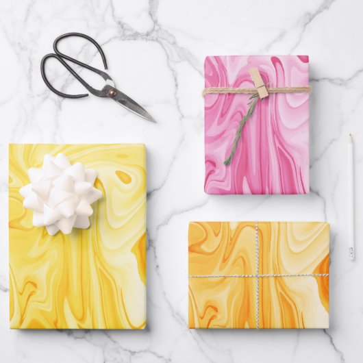 Gemarmerde Verf Zomer Kleuren Chique Plezier Inpakpapier Vel (Voorkant)