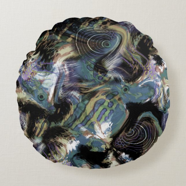 Gemarmerde vis, vis, marmering, leder, zee vis rond kussen (Voorkant)