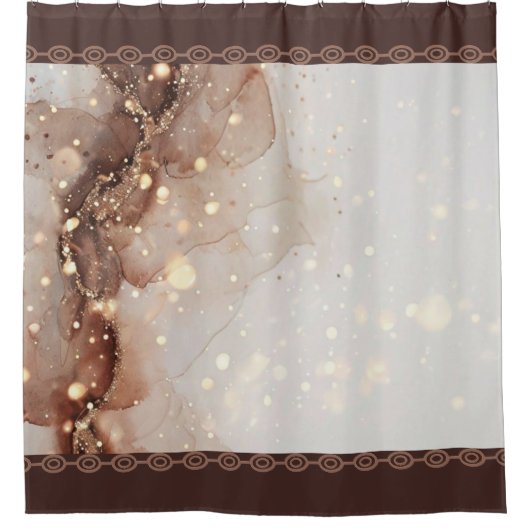 Gemarmerde Waterverf met glitteraccenten Douchegordijn (Voorkant)
