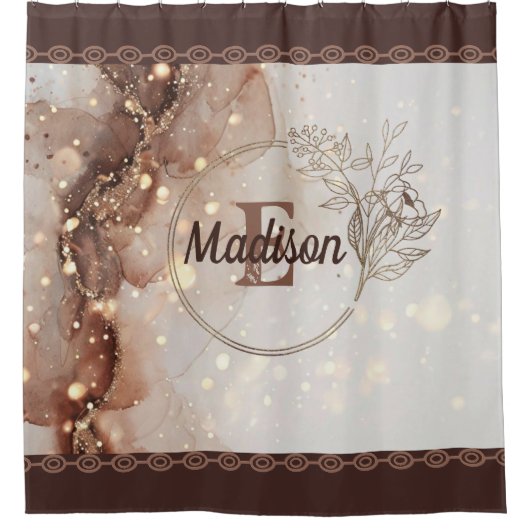 Gemarmerde Waterverf met glitteraccenten Douchegordijn (Voorkant)