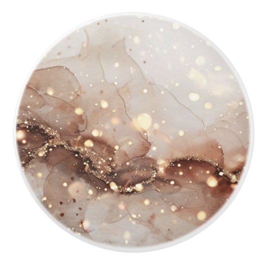 Gemarmerde Waterverf met glitteraccenten Keramische Knop (Voorkant)