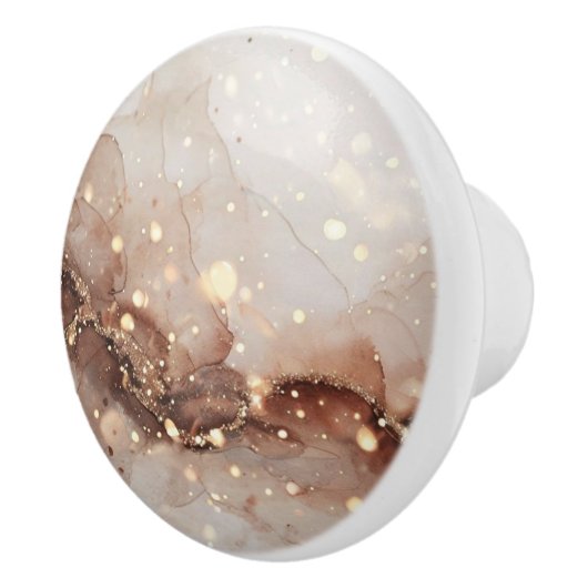 Gemarmerde Waterverf met glitteraccenten Keramische Knop (Rechts)