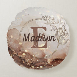 Gemarmerde Waterverf met glitteraccenten Rond Kussen