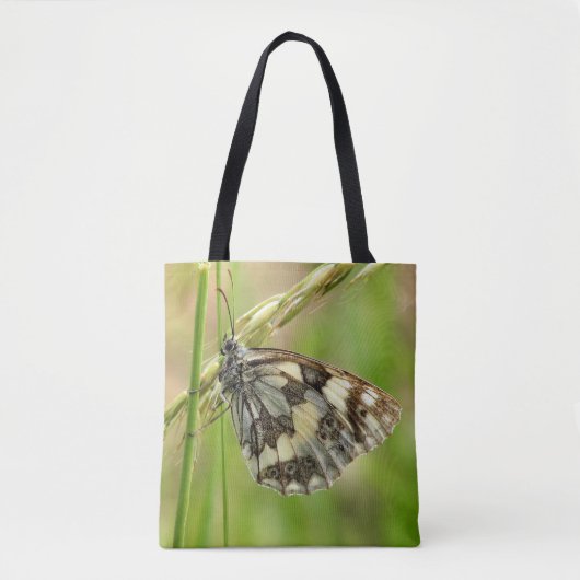 Gemarmerde witte vlinder op gras tote bag (Voorkant)