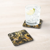 Gemarmerde zwarte Roos Gold Abstracte verf Onderze Bier Onderzetter (Rechterzijde)