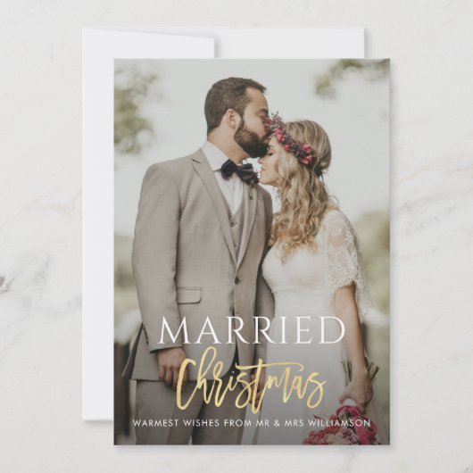 GEMARRISTMAS gouden scriptaankondiging van de brui Feestdagenkaart (Voorkant)