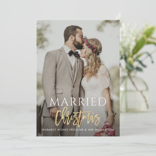 GEMARRISTMAS gouden scriptaankondiging van de brui Feestdagenkaart (Staand voorkant)