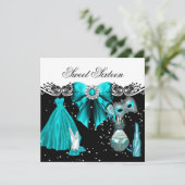 Gemaskeerd Blauwgroen blauw zoet zestien zoete 16- Kaart (Staand voorkant)