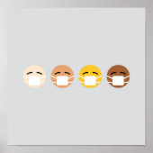 Gemaskeerde Emoji wordt geconfronteerd met maskers Poster (Voorkant)