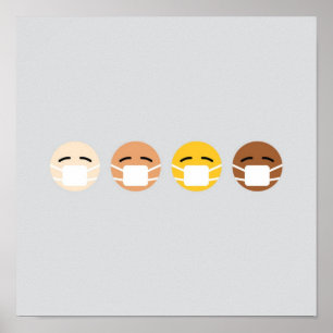 Gemaskeerde Emoji wordt geconfronteerd met maskers Poster