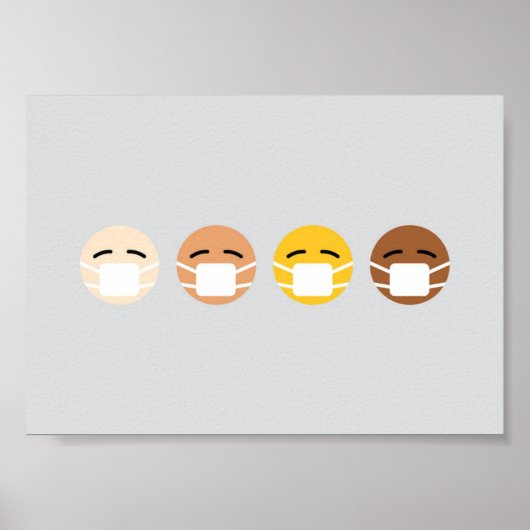 Gemaskeerde Emoji wordt geconfronteerd met maskers Poster (Voorkant)