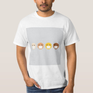 Gemaskeerde Emoji wordt geconfronteerd met maskers T-shirt