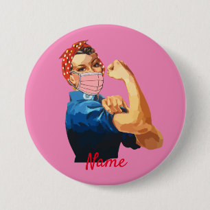 Gemaskeerde Vrouw Empowerment Thunder_Cove Ronde Button 7,6 Cm