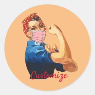 Gemaskeerde Vrouw Empowerment Thunder_Cove Ronde Sticker