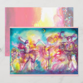 GEMASKERAADPARTY, MARDI GRAS MASKERS, DANS, MUZIEK KAART (Voorkant / Achterkant)