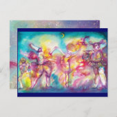 GEMASKERADE FEest,Mardi Gras Maskers,Dans,Muziek Briefkaart (Voorkant / Achterkant)