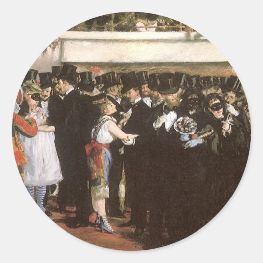 Gemaskerd bal in de opera van Edouard Manet Ronde Sticker (Voorkant)