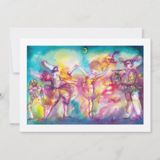 GEMASKERD BAL, Mardi Gras-maskers, Dans, Muziek Kaart (Voorkant)