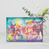 GEMASKERD BAL, MARDI GRAS MASKERS, DANS, MUZIEK KAART (Staand voorkant)