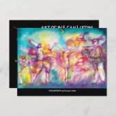 GEMASKERD BAL, Mardi Gras Maskers, Dans, Muziek Uitnodiging Briefkaart (Voorkant / Achterkant)