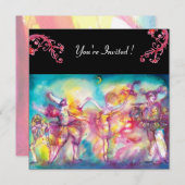 GEMASKERD BAL, rode bloemen Kaart (Voorkant / Achterkant)