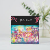 GEMASKERD BAL, rode bloemmotieven Kaart (Staand voorkant)