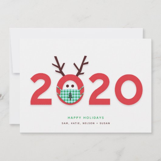 Gemaskerd Rendier 2020 Op Maat Gemaakte Kerstkaart (Voorkant)