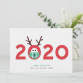 Gemaskerd Rendier 2020 Op Maat Gemaakte Kerstkaart (Staand voorkant)