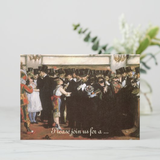 Gemaskerde all Opera van Manet, nieuwjaarsfeest Kaart (Staand voorkant)
