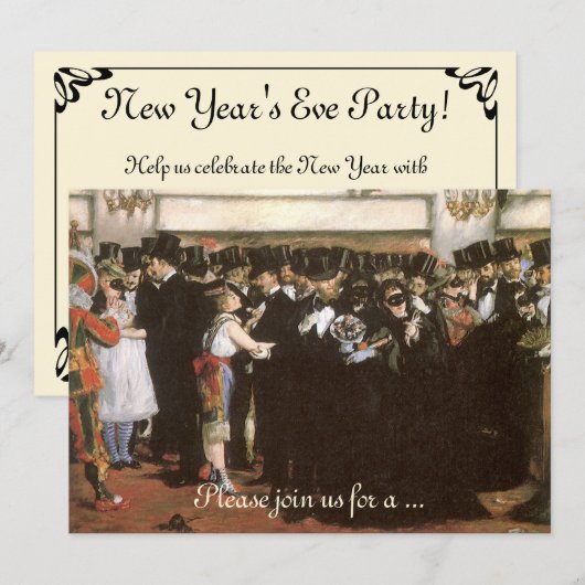 Gemaskerde all Opera van Manet, nieuwjaarsfeest Kaart (Voorkant / Achterkant)