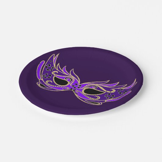 Gemaskerde bal gemaskerd feest carnaval papieren bordje (Gekanteld)