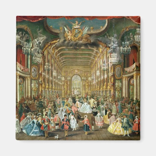 Gemaskerde bal in het Hoftheater, Bonn, 1754 Magneet (Voorkant)