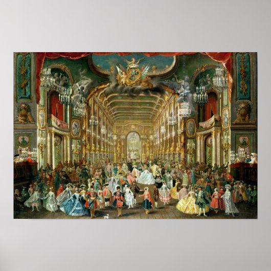 Gemaskerde bal in het Hoftheater, Bonn, 1754 Poster (Voorkant)