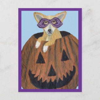 Gemaskerde Chihuahua in Halloween Jack-o-lantern  Briefkaart