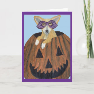 Gemaskerde Chihuahua in Halloween Jack-o-lantern  Kaart