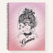 Gemaskerde Dame Gemini Sterrenbeeld en Teken Roze Notitieboek (Voorkant)
