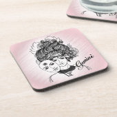Gemaskerde Dame Gemini Sterrenbeeld Symbool en Tek Bier Onderzetter (Linkerzijde)