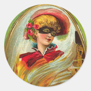 Gemaskerde dame halloween groeten ronde sticker