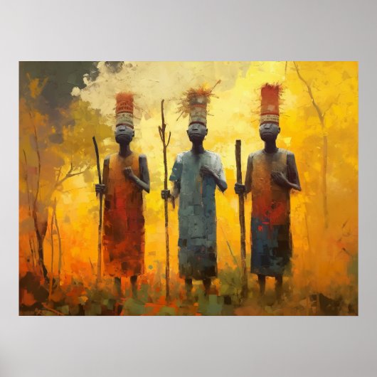 Gemaskerde Dogon Mannen van Mali, West-Afrika, Pos Poster (Voorkant)